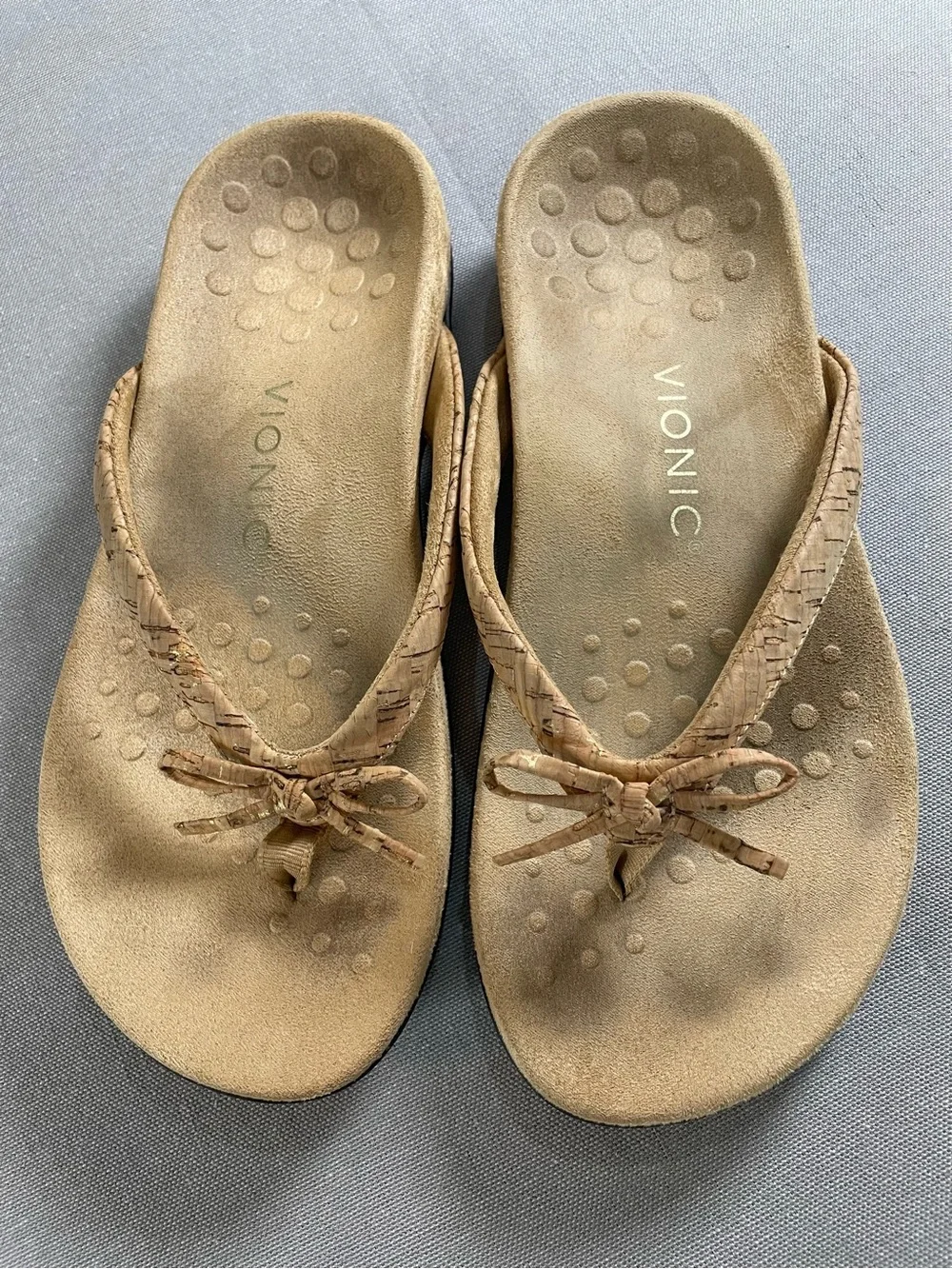 Vionic Tide II Women's Orthotic Sandals Size 7.5 Wide Beige Cork Arch Support